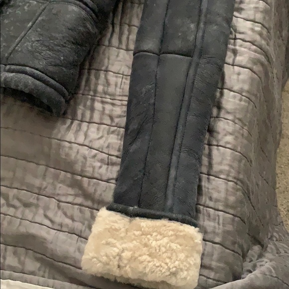 UGG distressed blue leather jacket sz xs - Picture 6 of 6